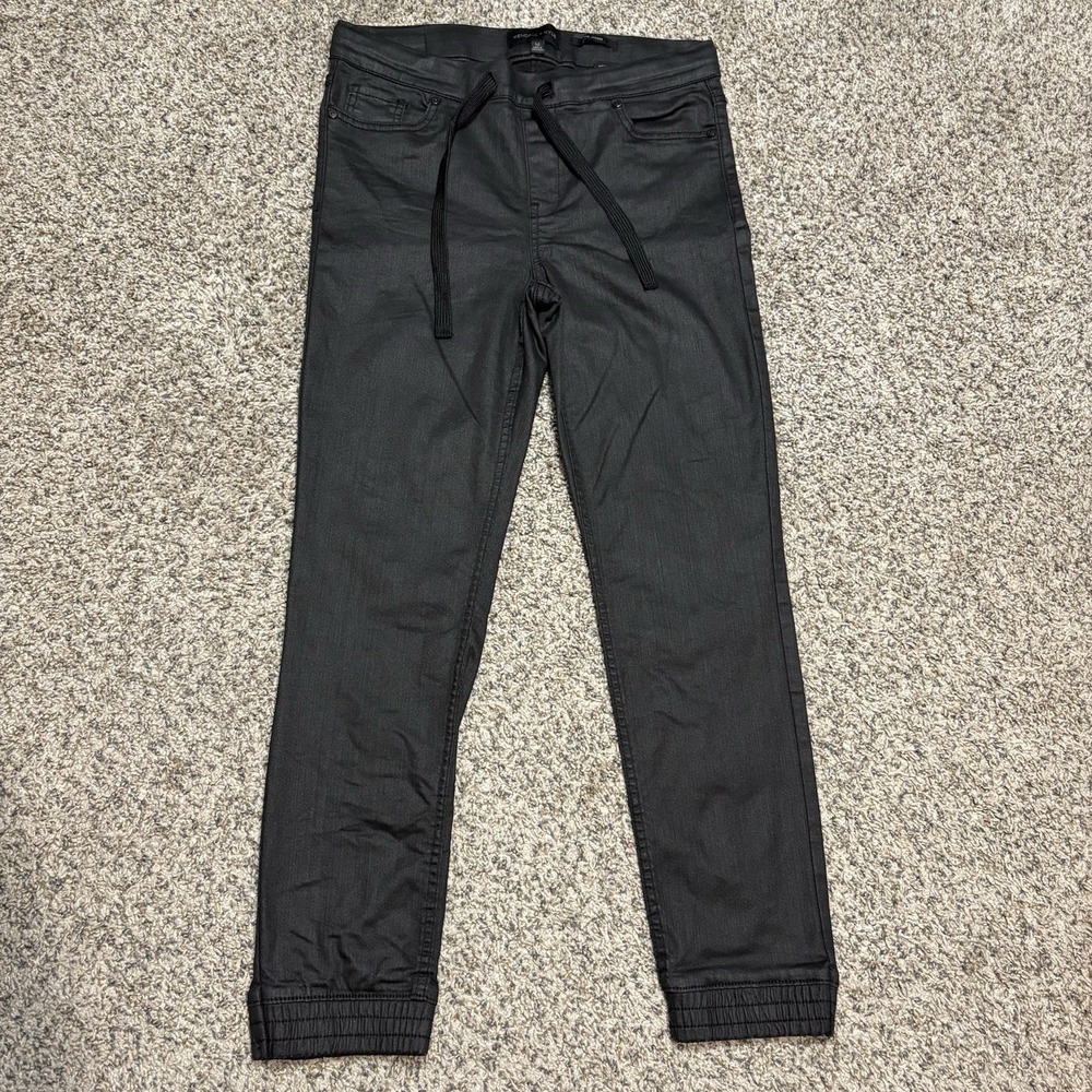 Kendall + Kylie‎ The Jogger Pants Women M Black Coated Skinny Joggers Stretch
